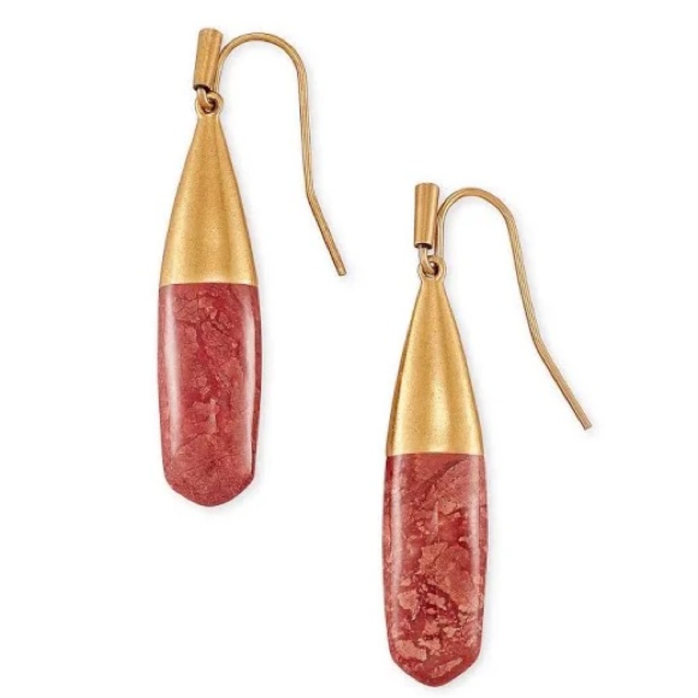 Kendra Scott Frieda Vintage Gold Drop Earrings- Burnt Sienna Howlite